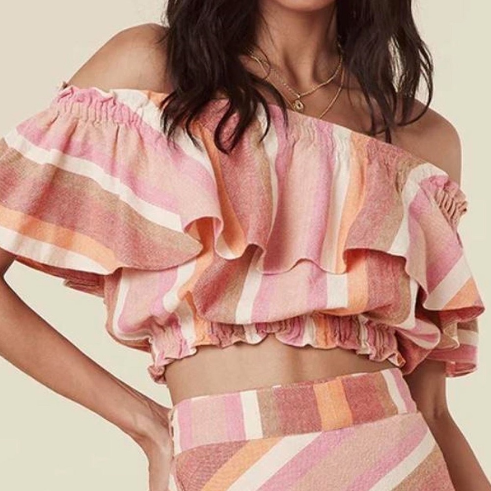 Spell Pink and Orange Striped Ruffle Set